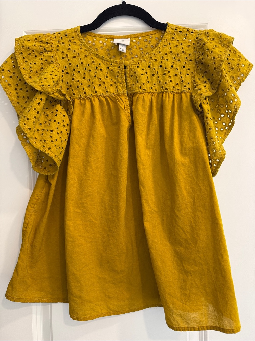 a new day Mustard Yellow Eyelet Tunic Top